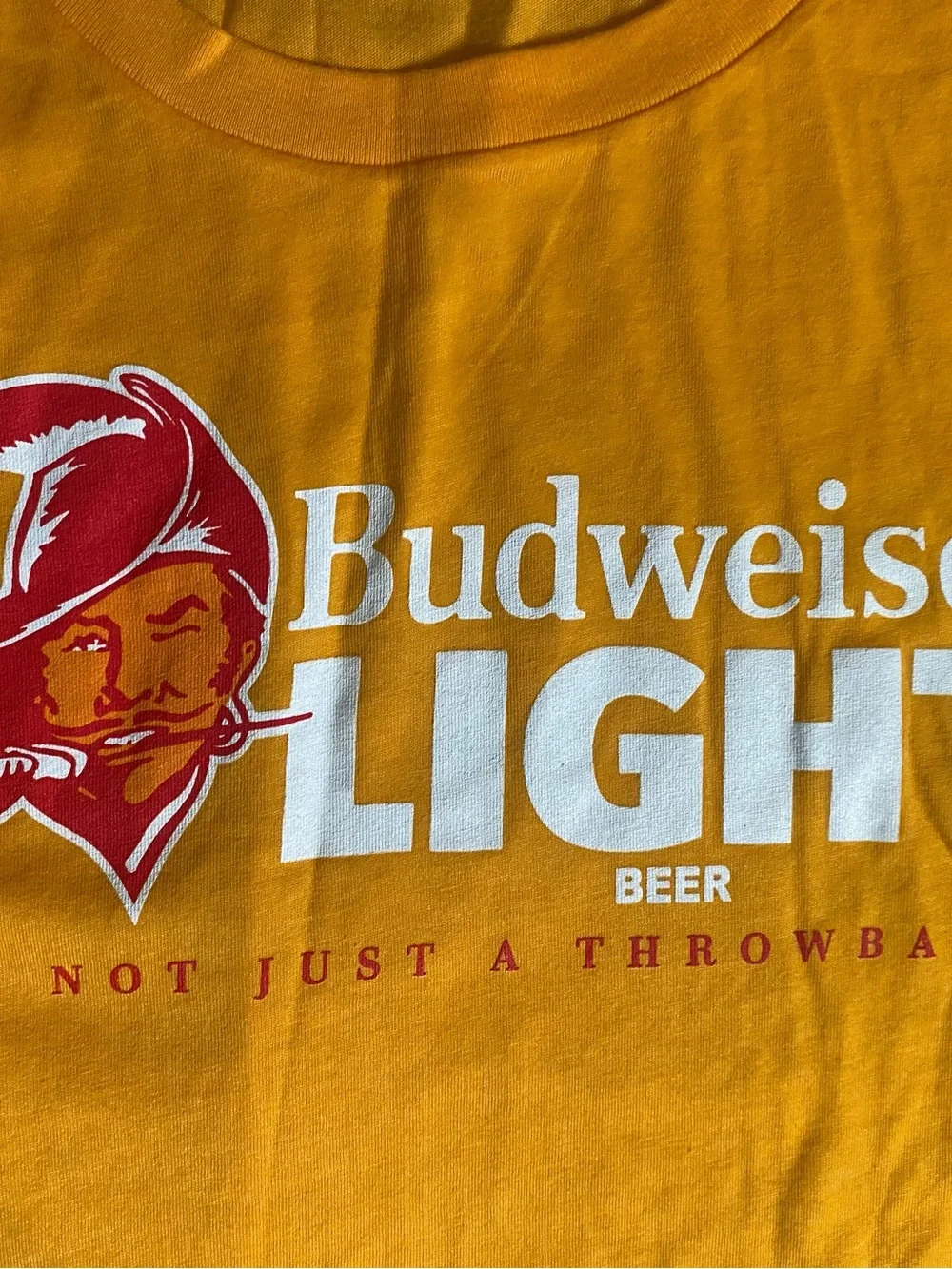 Tampa Bay Buccaneers Throwback Bud Light TShirt Men's Orange Short Sleeve NFL M - Picture 3 of 6